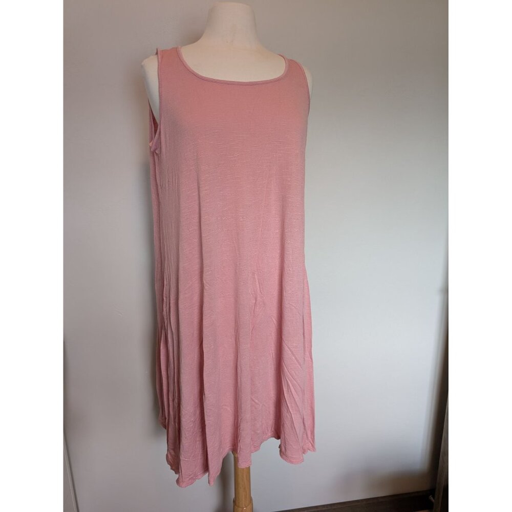 Pink Lilly Womens Sleeveless Rose Pink Swing Dress Large Soft